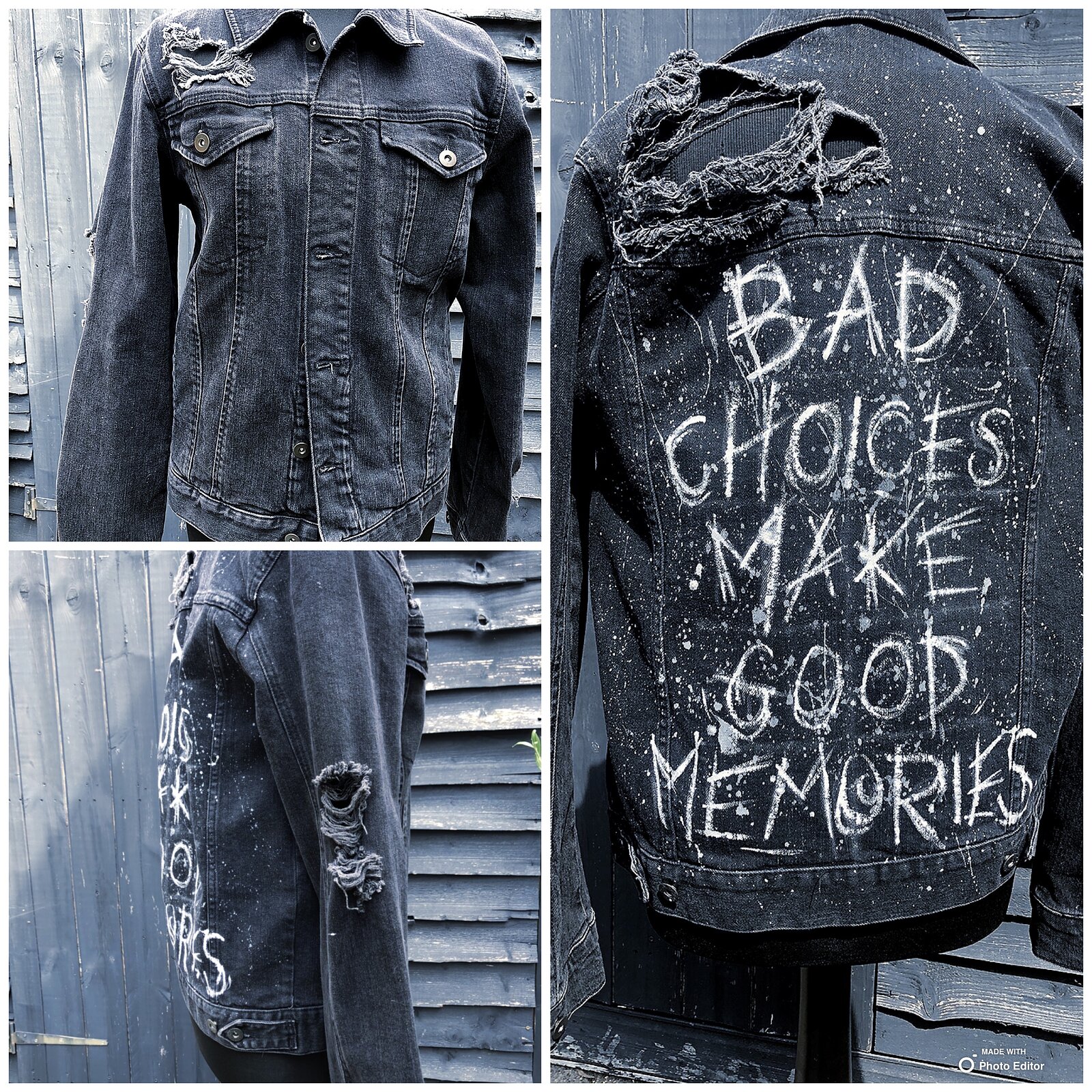 Hand painted ‘bad choices’ denim jacket