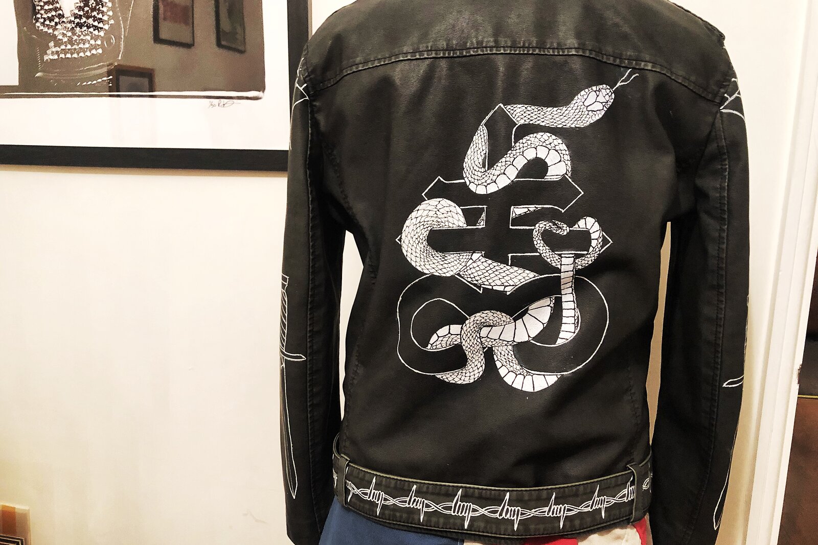 Custom Hand Painted Leather and faux leather Jacket