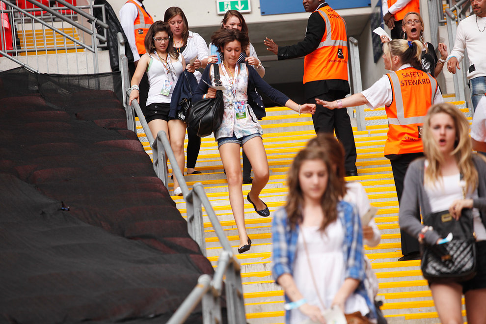 Fans begin to enter the stadium